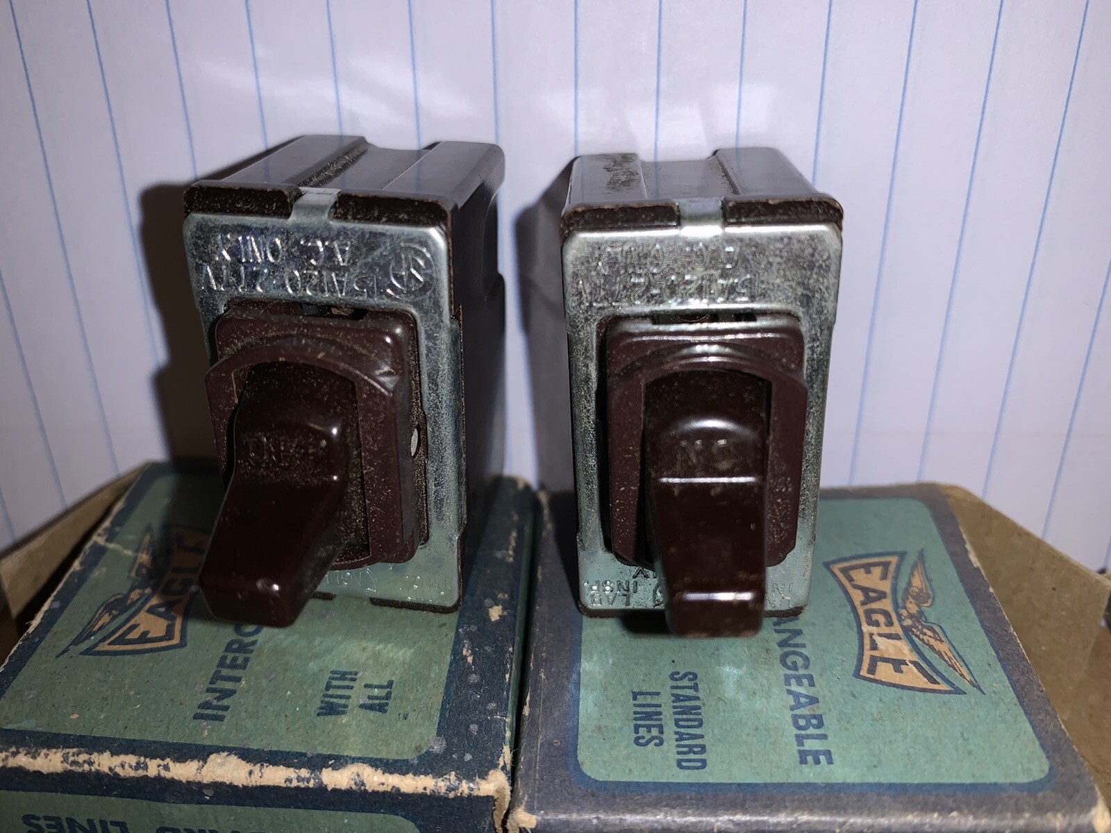 2 Eagle Interchangeable TouchaMatic Quiet Switch 1101 S.P. 15A 120VAC NOS Brown