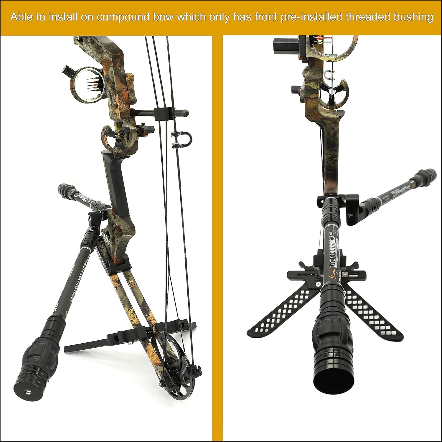 Archery Bow Stabilizer for Compound Bow, Carbon Fiber Body Flexible Core, Dam...