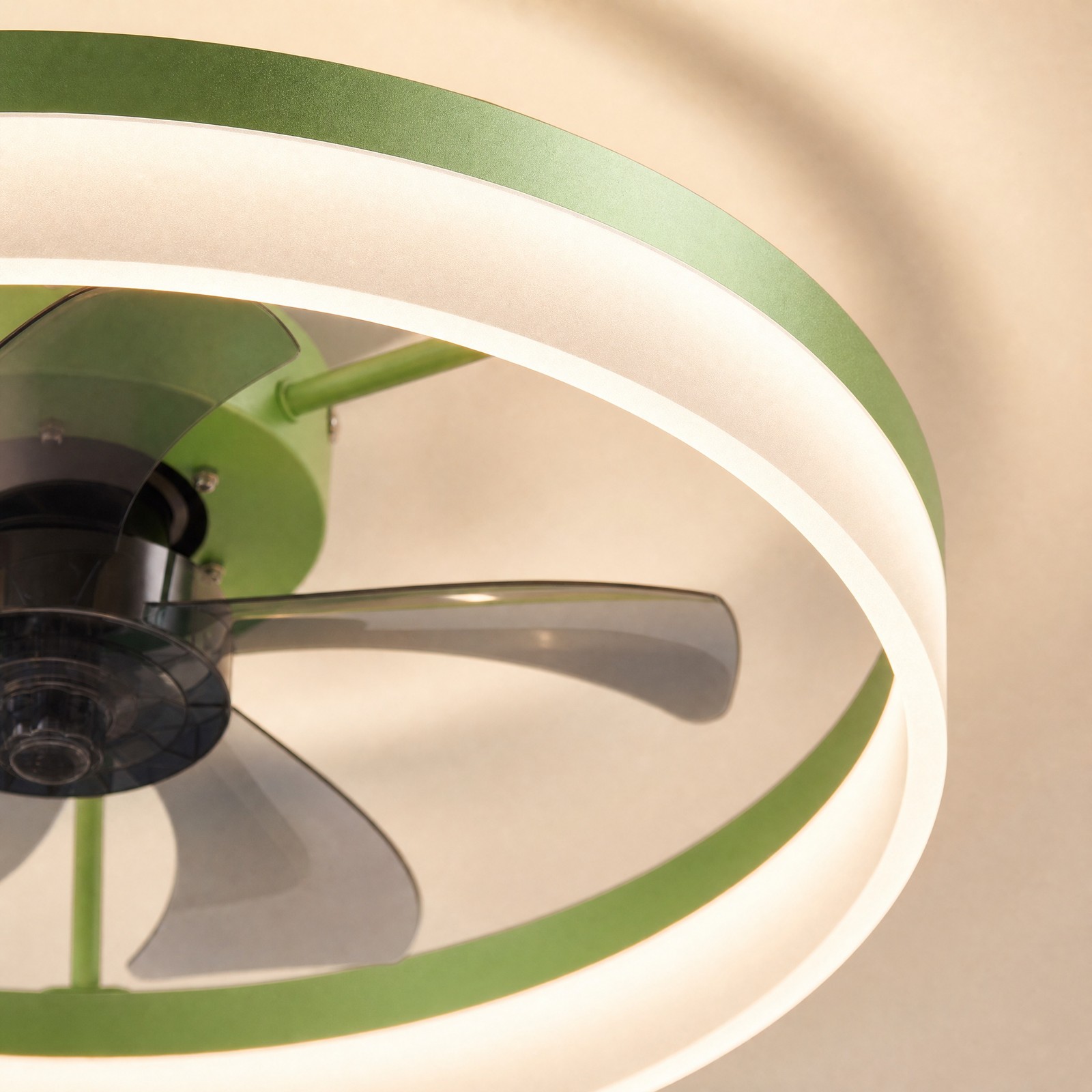 20'' Modern Green Ceiling Fan with LED Light Remote APP Control Flush Mount Kit