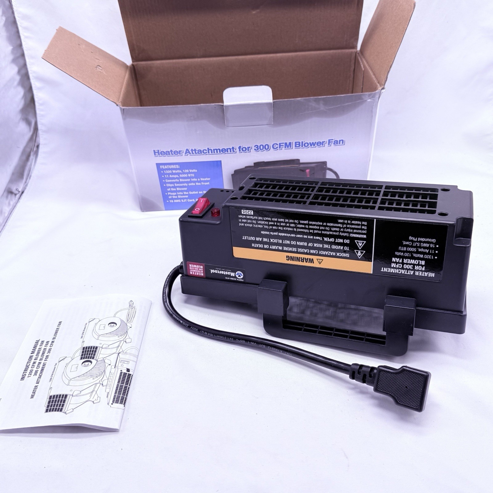 MASTERCOOL BLACK HEATER ATTACHMENT FOR 300 CFM BLOWER FAN, 20300-HTR, 1320 WATTS