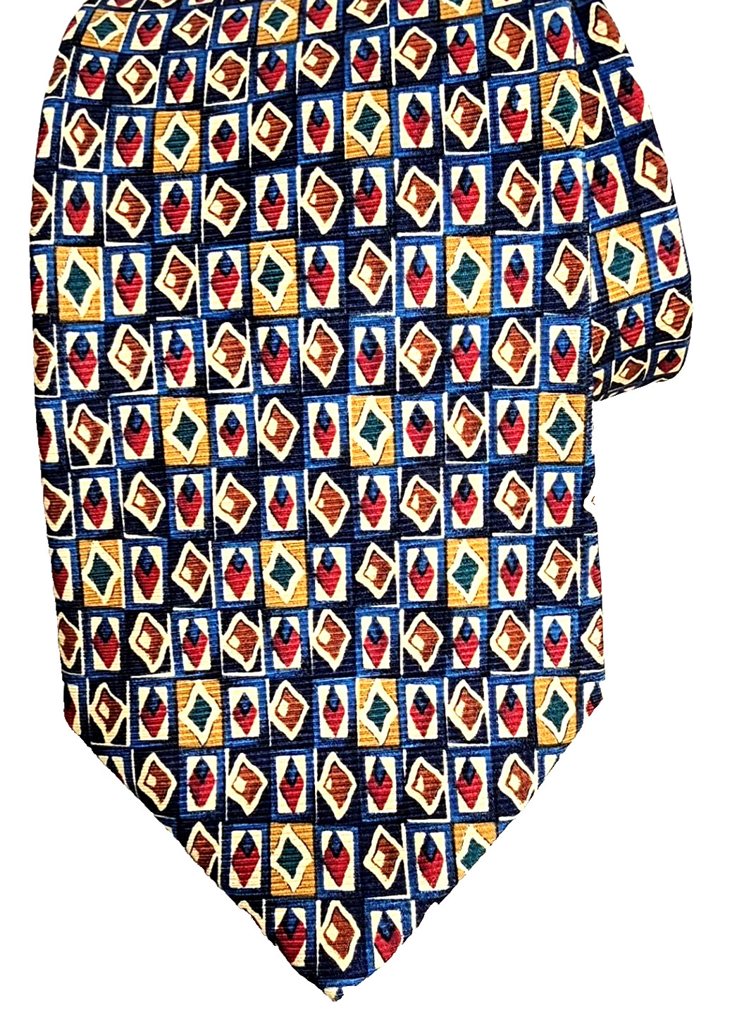 Brooks Brothers Men's Silk Geometric Diamond Print Multicolor Tie Made USA