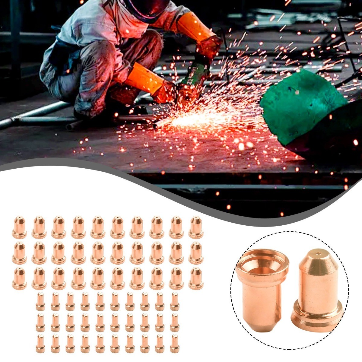 60X PT-80,IPT-80 Plasma Cutter Torch Electrode 1.2mm Tips 52558 51311.12 Gadgets