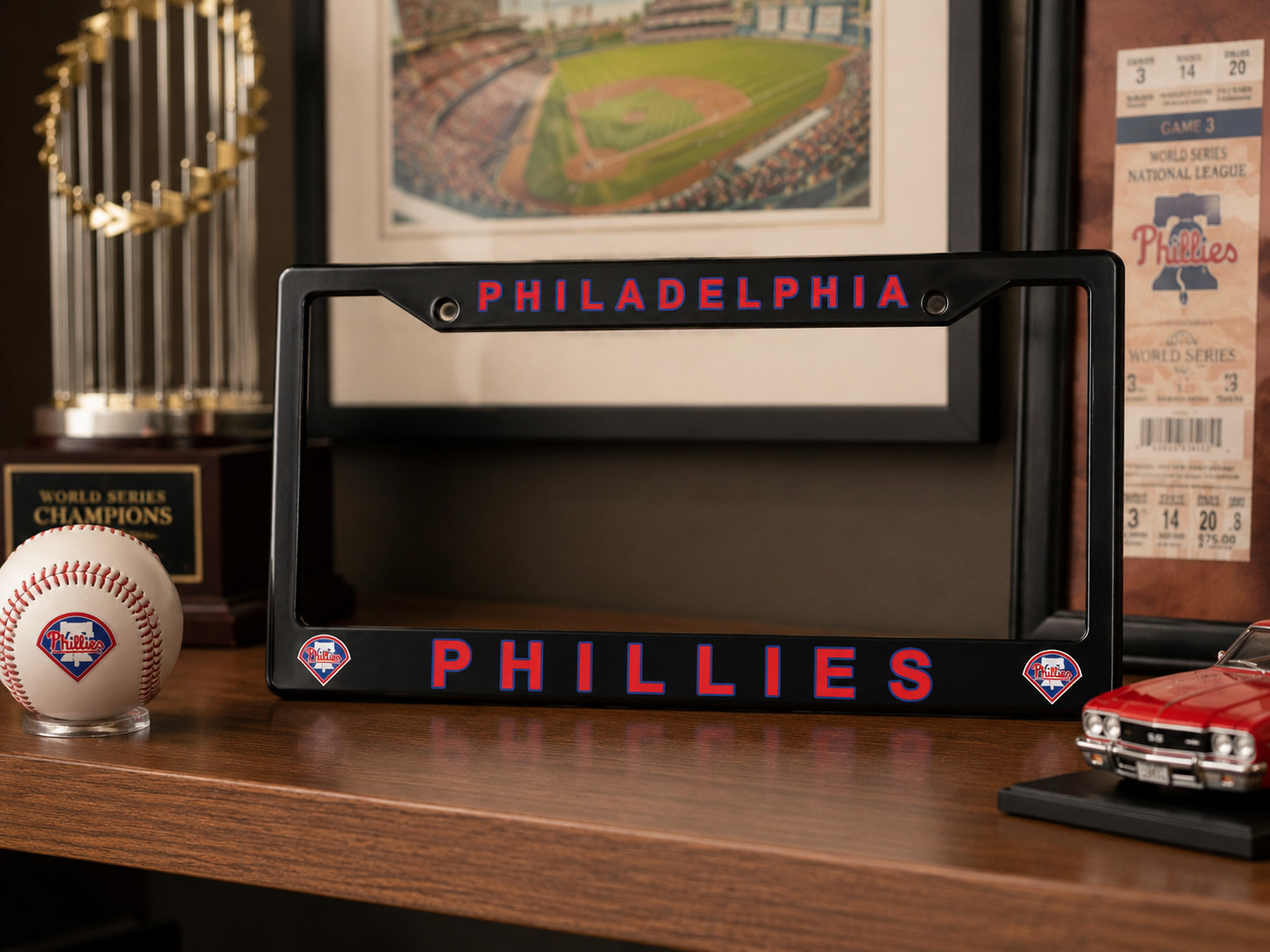 Philadelphia Phillies Black License Plate Frame Cover - Black - Eliteauto3k
