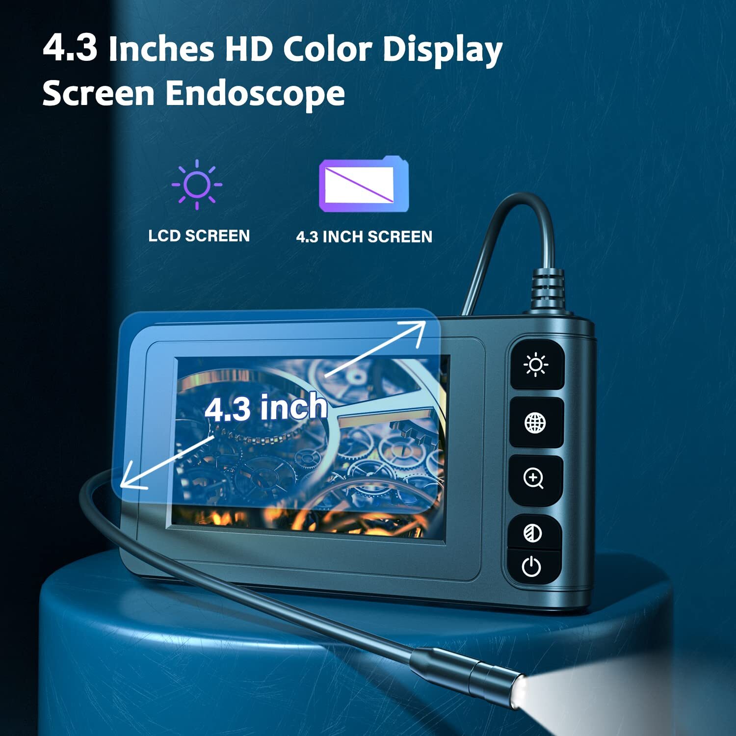 Industrial Endoscope Borescope Camera with Light 4.3'' LCD Screen HD Digital ...