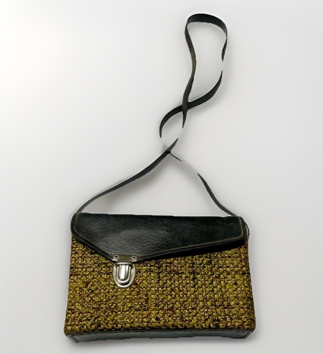 Vintage 60s HOMA Green Tweed Camera Bag Photography Purse Retro Shoulder Bag MCM