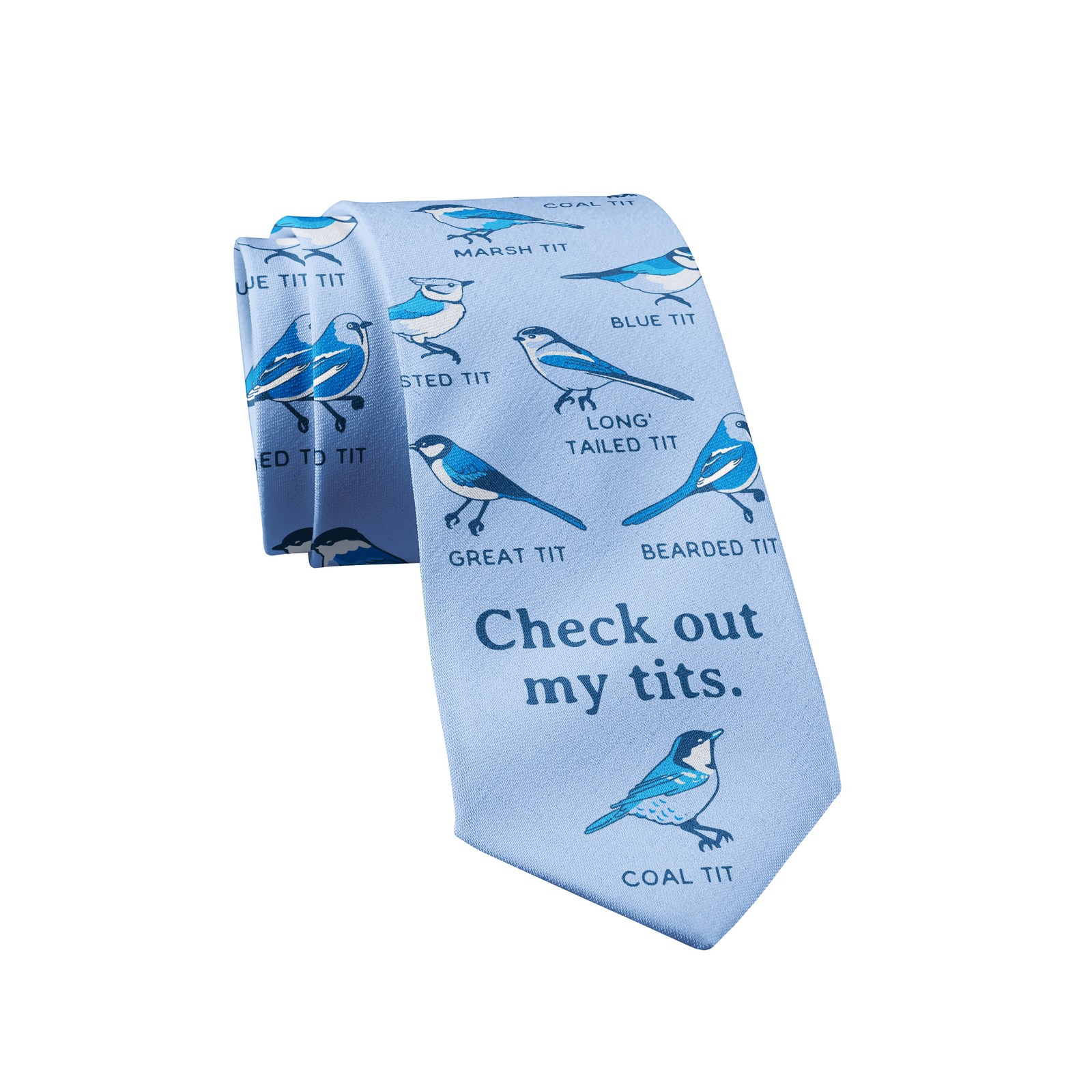 Check Out My Tits Necktie Funny Neckties for Men Nerdy Bird Tie Mens Novelty