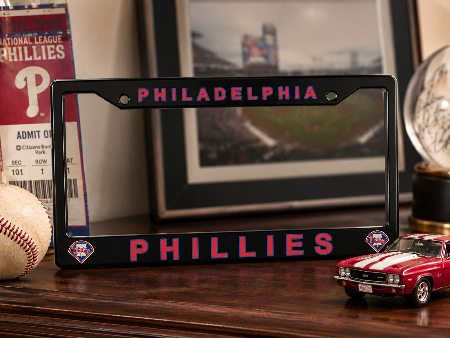 Philadelphia Phillies Black License Plate Frame Cover - Black - Eliteauto3k