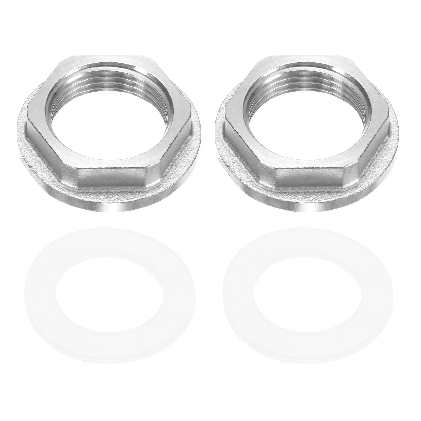 2 Pcs 304 Stainless Steel G 3/4" Pipe Fitting Flange Hex Locknuts with Washer