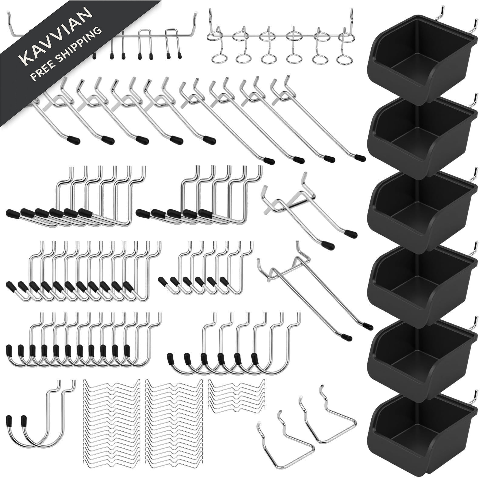 Ultimate 121-Piece Pegboard Hooks Set, Accessories with Metal Black