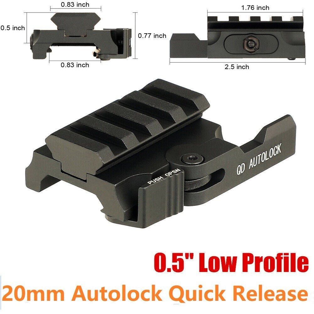 0.5" QD Quick Release Riser Mount Red Dot Scope Riser Mount 20mm Picatinny Rail