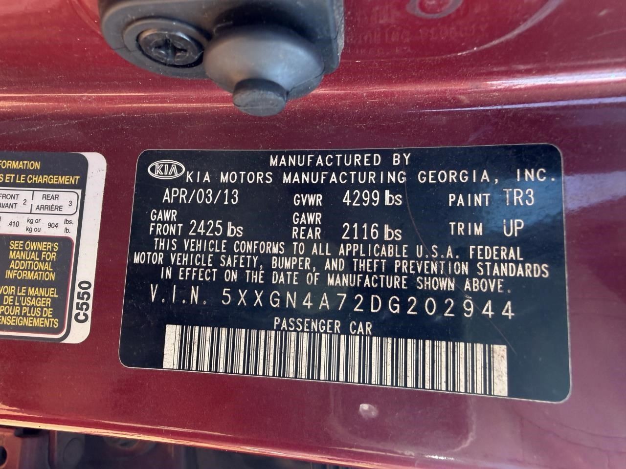 Engine ECM Electronic Control Module Canada Market Fits 11-13 OPTIMA 104917807