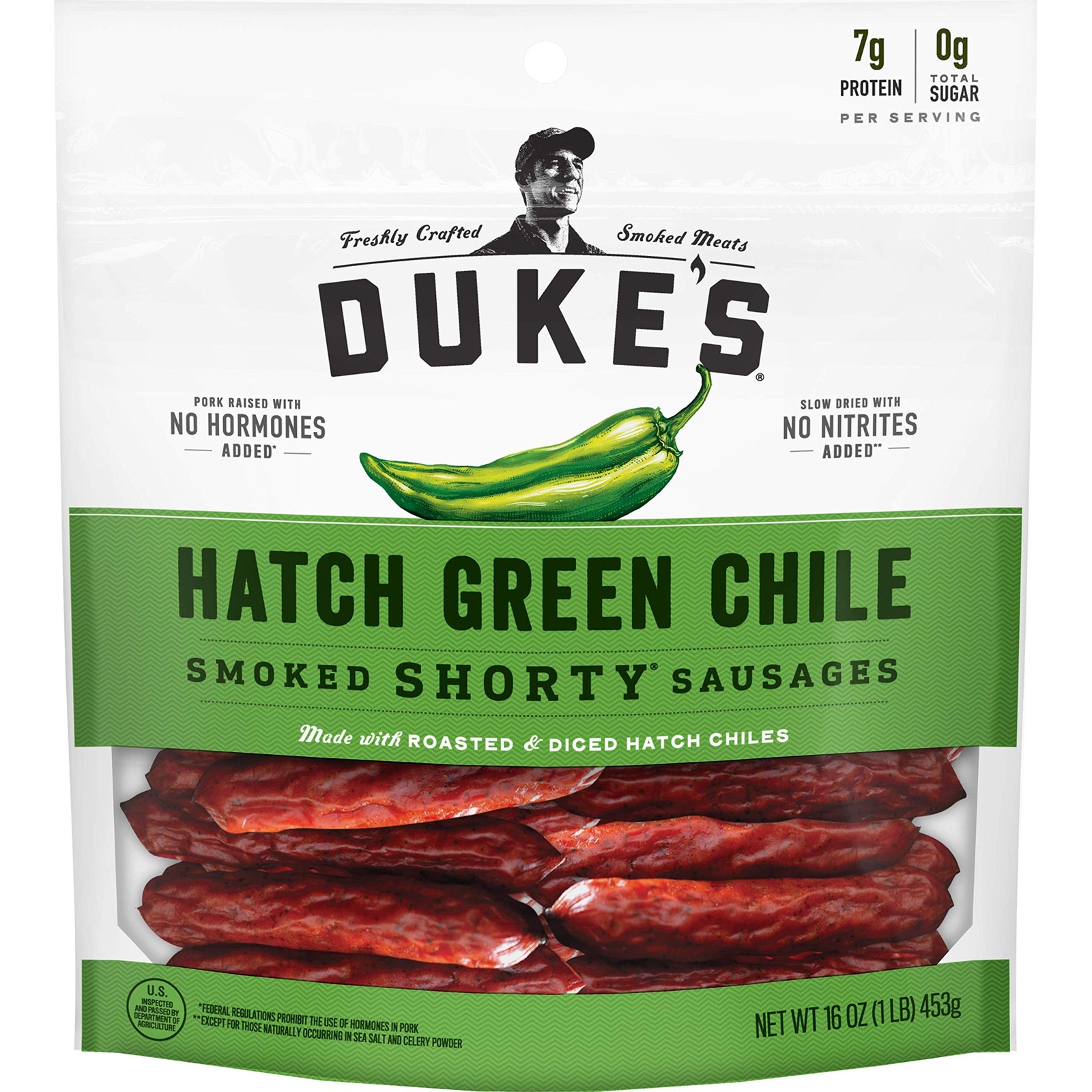 Duke's Pork Hatch Green Chile Smoked Shorty Sausages, 7g Protein Per Serving,...