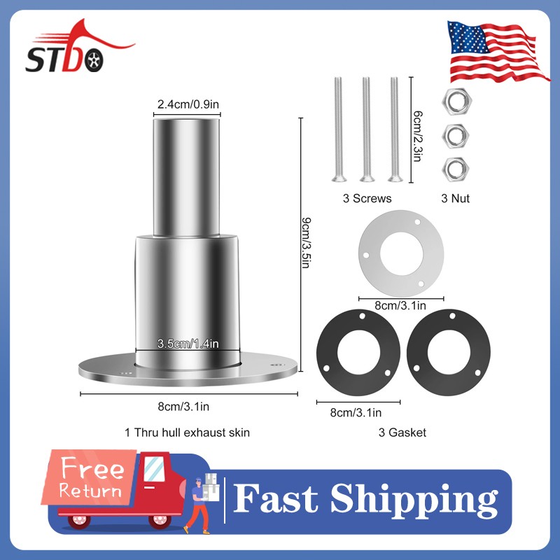 316 Stainless Steel Thru Hull Exhaust Fittings 24mm Pipe Tube for Diesel Heaters