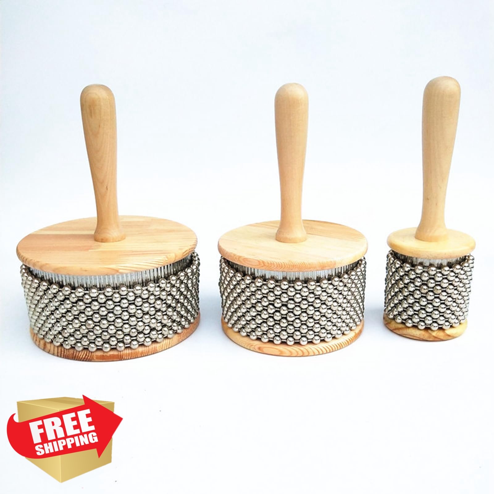 Wooden Cabasa Hand Shaker Percussion Instrument Latin Style 4in