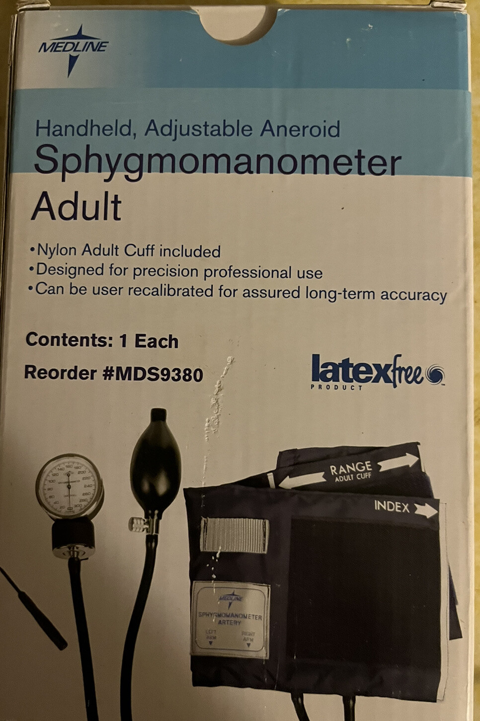 Medline MDS9380 PVC Handheld Aneroid Sphygmomanometers Adult, Black