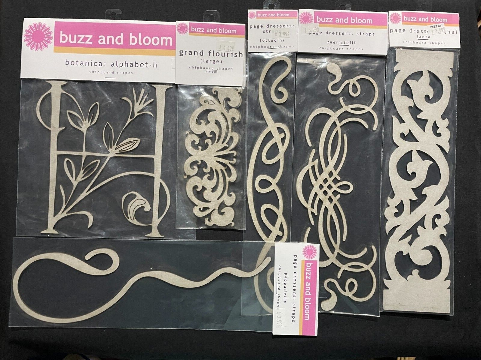 BUZZ AND BLOOM ASSORTED CHIPBOARD SHAPES