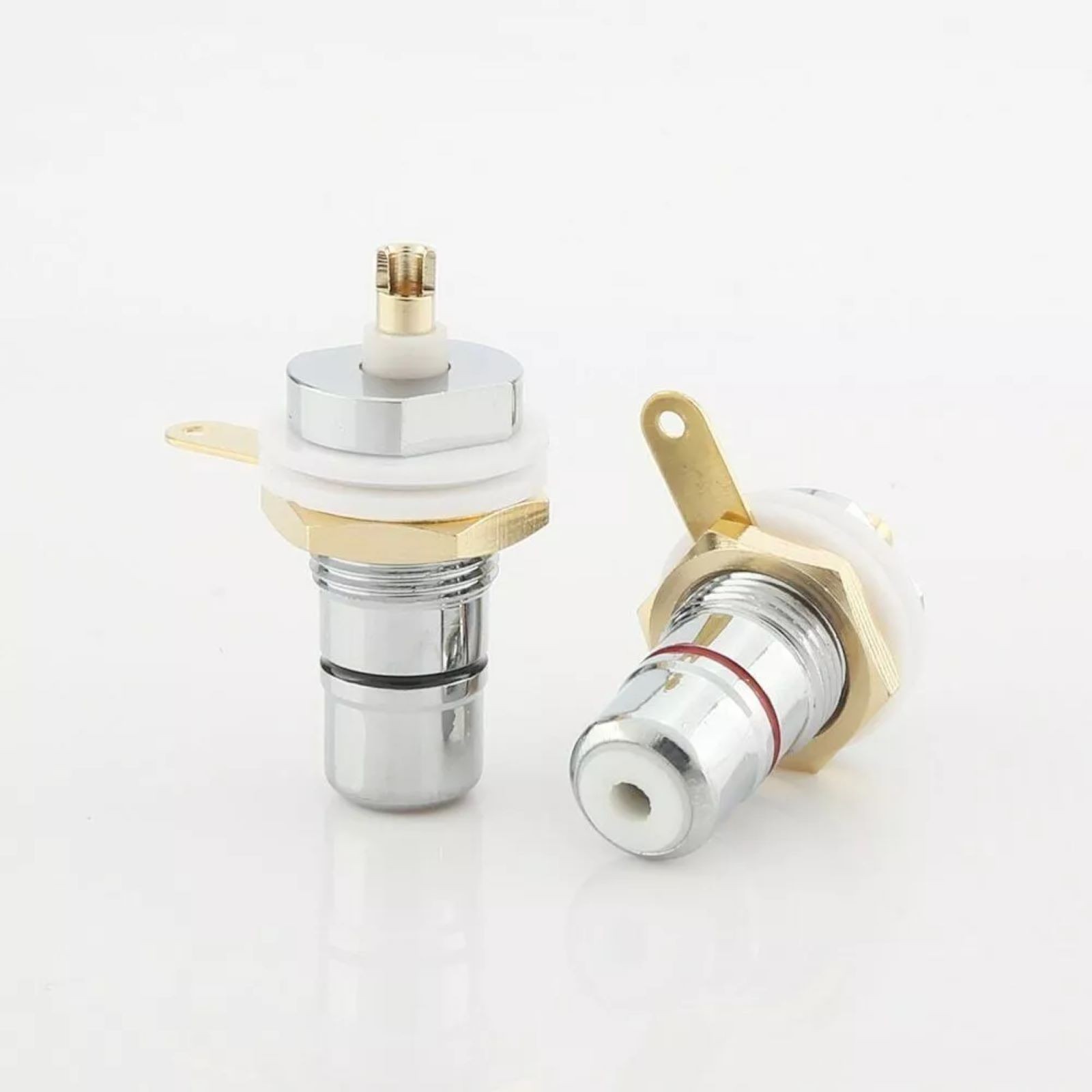 4* Rhodium Plated RCA Socket Female Panel Mount Plug Audio Terminal Chassis