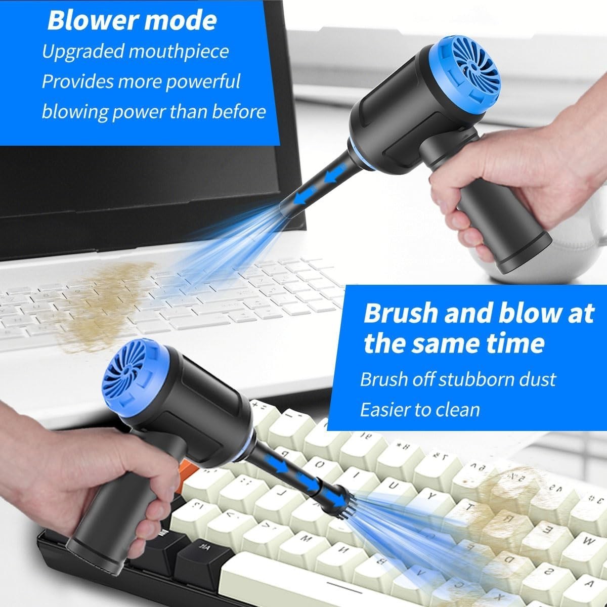 Handheld Cordless Vacuum & Air Blower with HEPA Filter for Electronics Cleaning