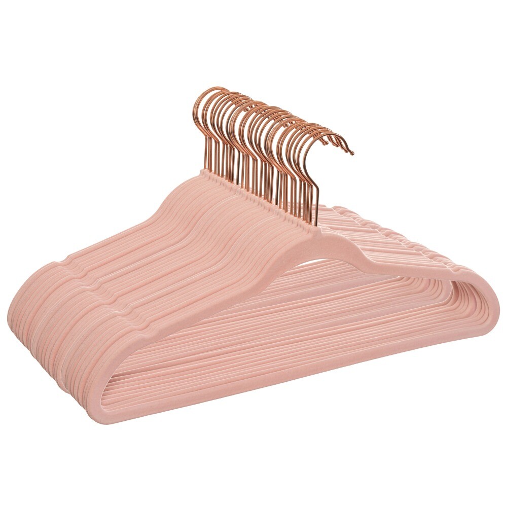 (2 pack)  Velvet Clothing Adult Hangers, 30 Pack, Pink, Space Saving