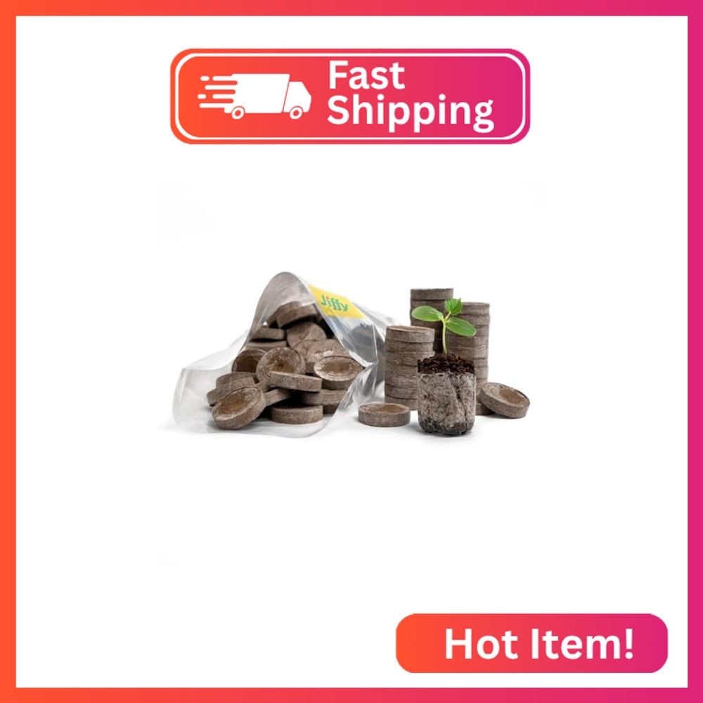100 Count- Jiffy 36 MM Peat Soil Pellets Seeds Starting Plugs: Indoor Seed Start