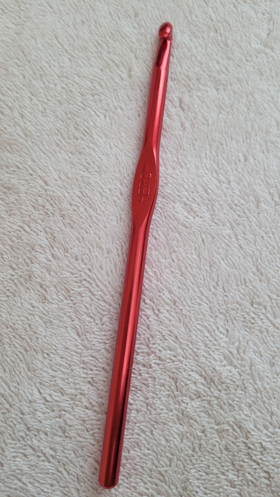 Vintage Preowned Hero Crochet Hook Made In USA Size J Metal Red