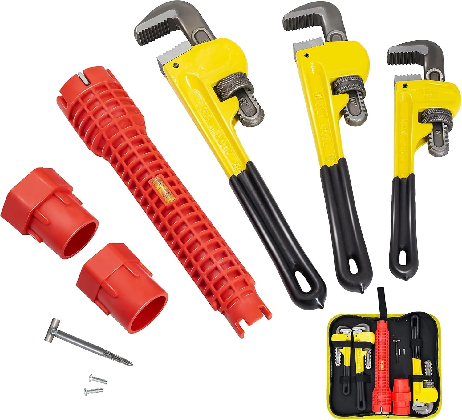 Heavy Duty Adjustable Pipe Wrench Set - 3 Pack (12 Inches)