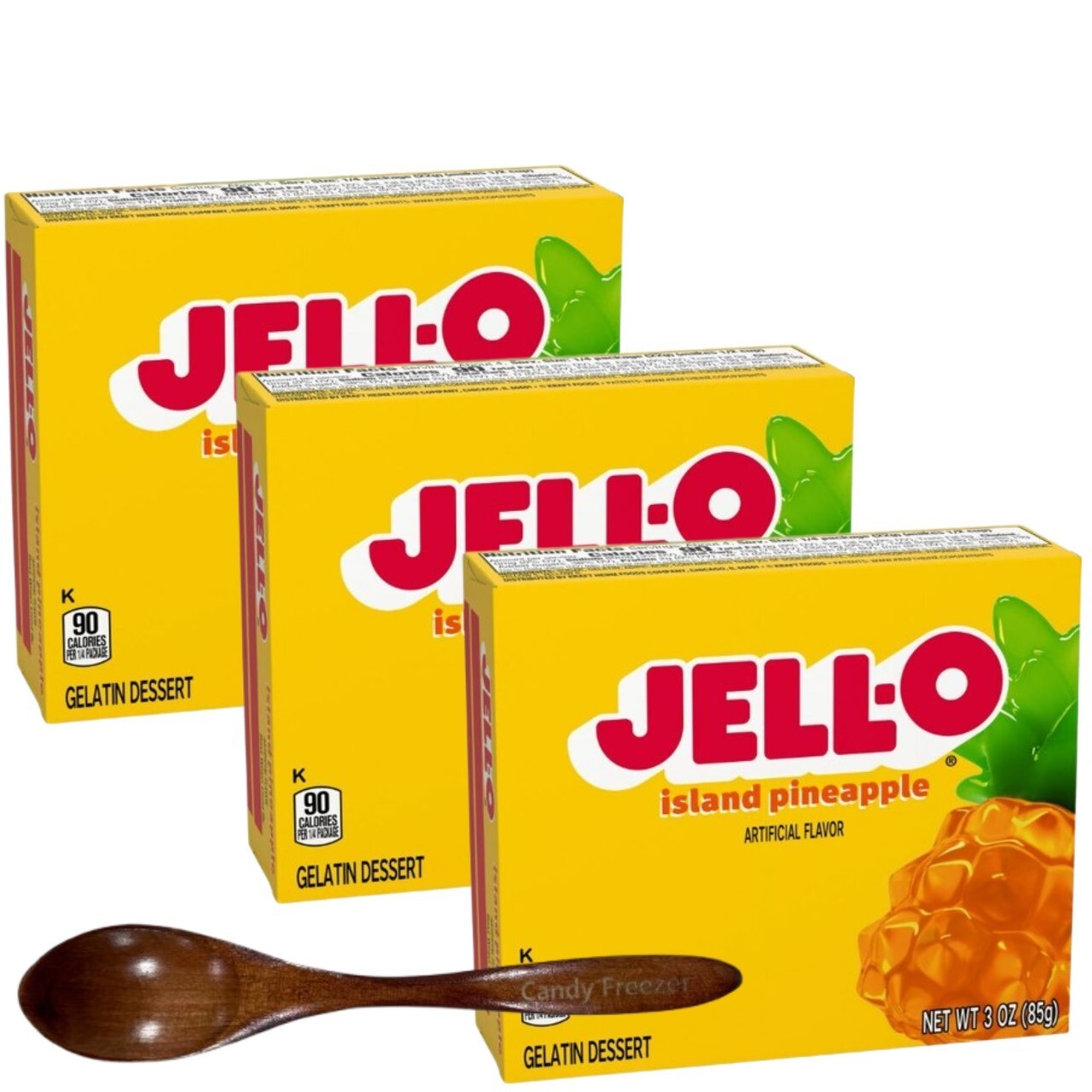 Jell-O Gelatin Dessert Mix 3oz w/ Wooden Spoon (Island Pineapple)