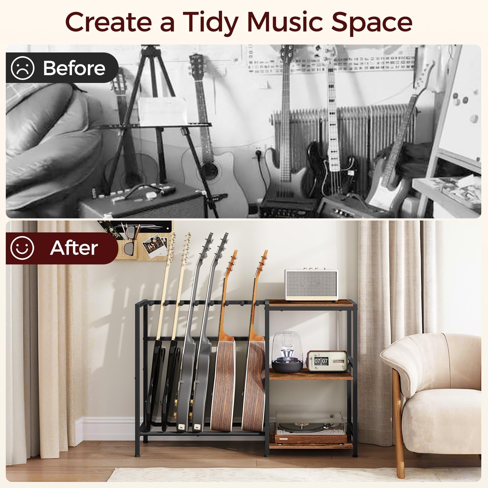 MAHANCRIS Guitar Stand, Guitar Holder for 6 String Instruments, Suitable for ...