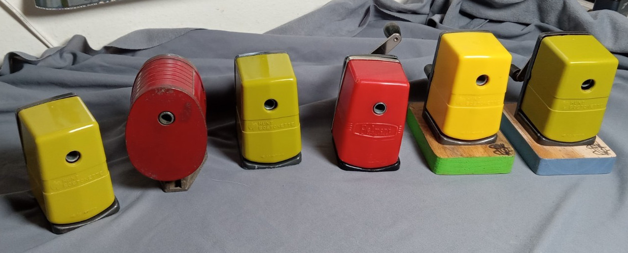 Vintage Assorted Pencil Sharpeners Green, Yellow, Red lot of 6 all Work Read