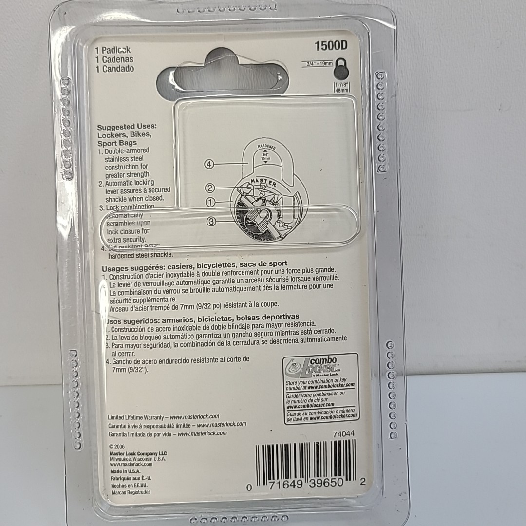 Master Lock Padlock Combination Lock Anti-Shim 3-Digit Lock #1500D (2-PACK )