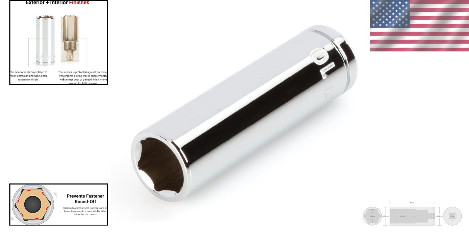 1/4 Inch Drive x 10 mm Deep 6-Point Chrome-Plated Socket – Durable & Precise Fit