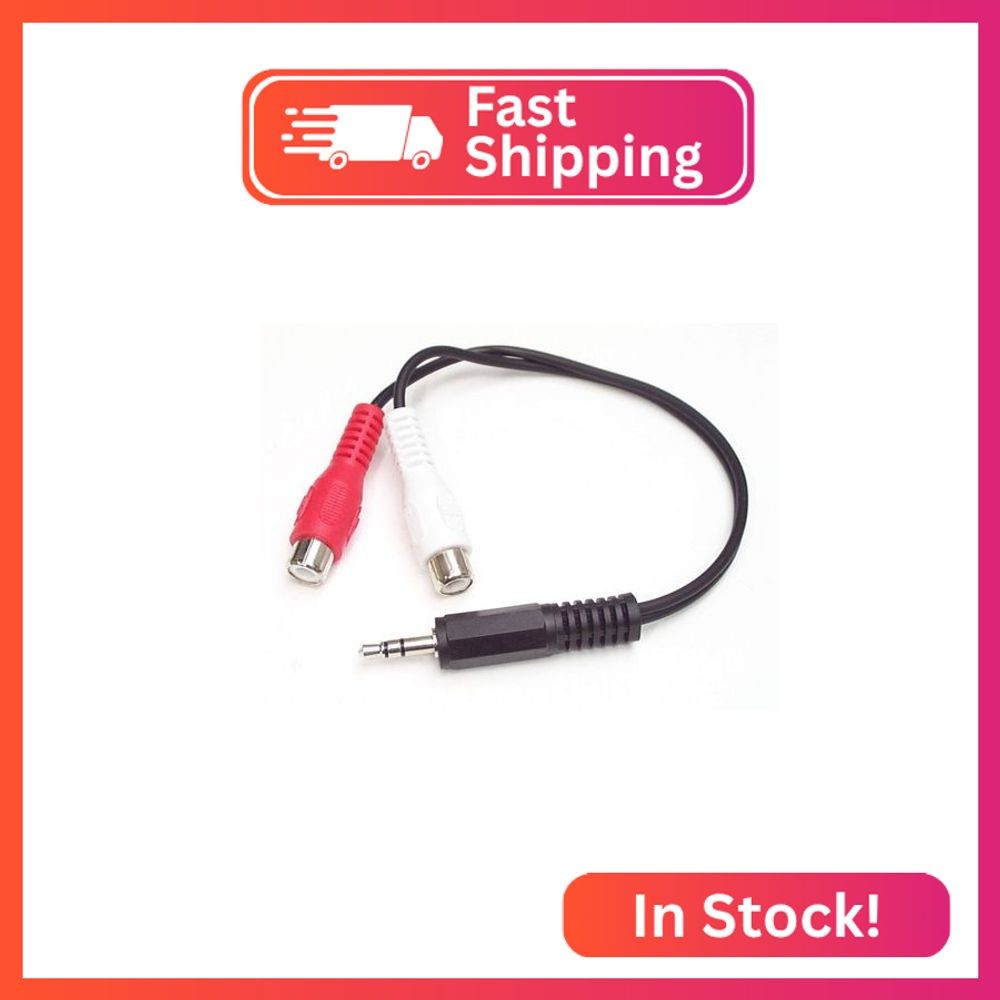 6in Stereo Audio Cable - 3.5mm Male to 2x RCA Female