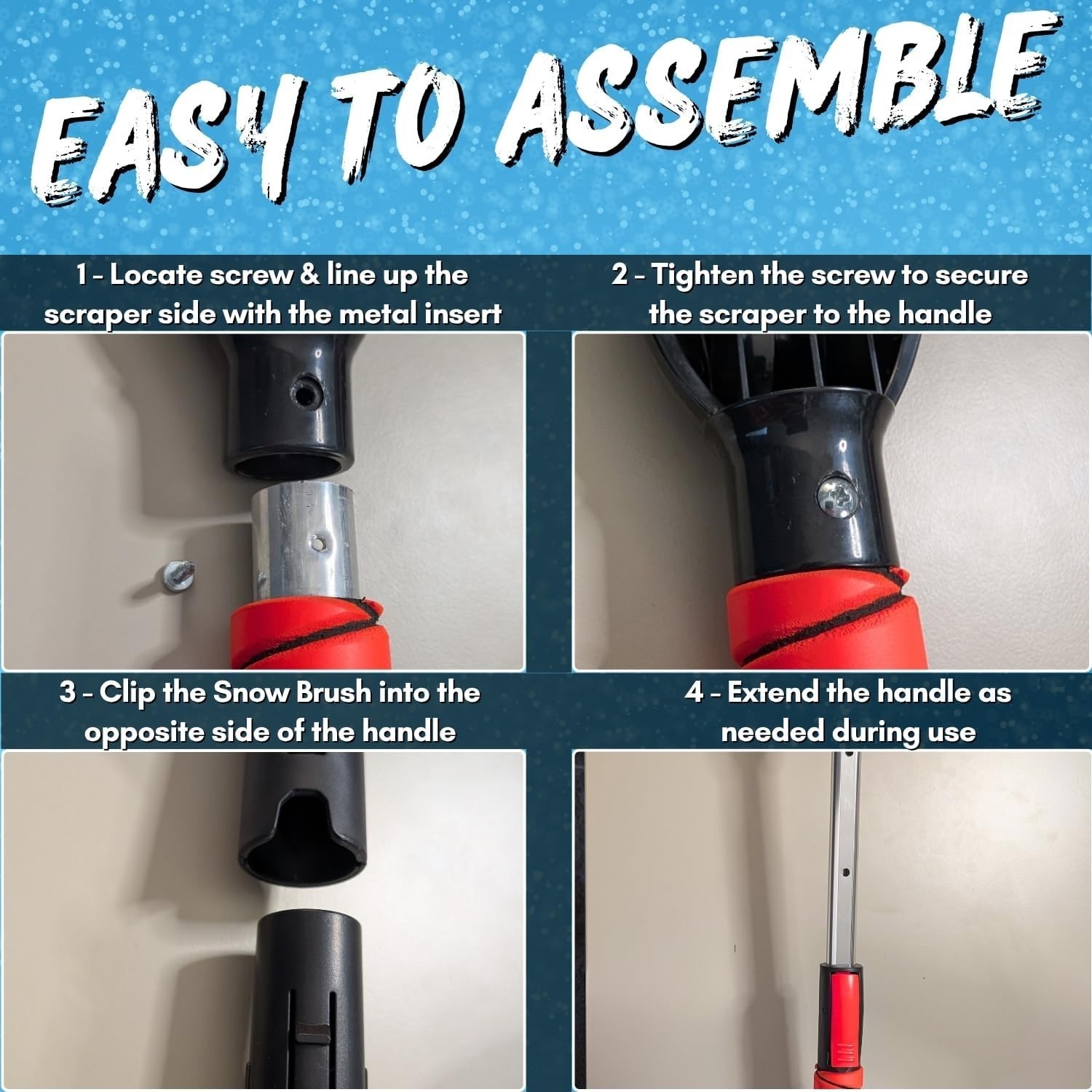 Durable Ice Scraper with Snow Brush - Telescopic Handle for Winter Readiness