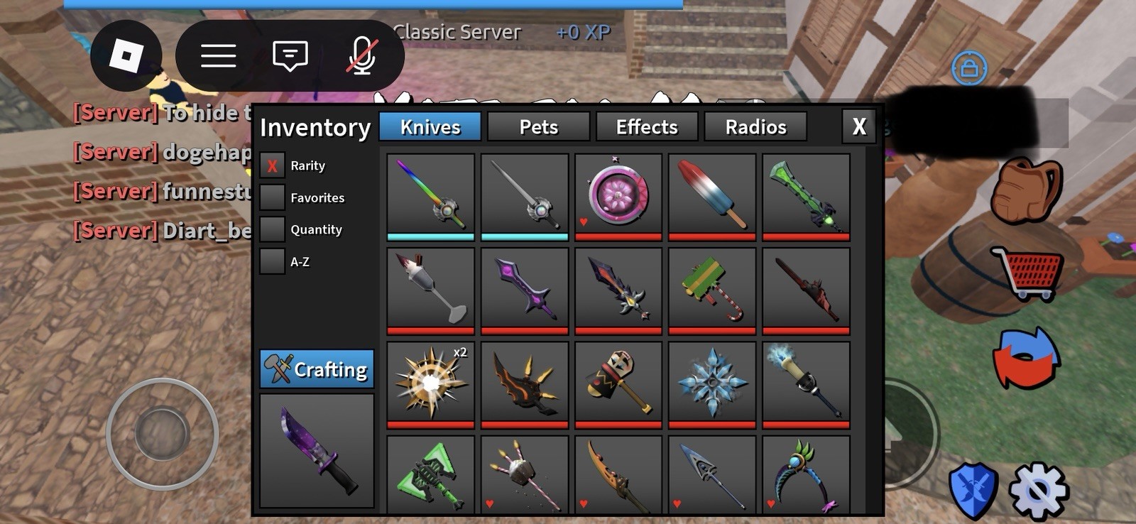Roblox Classic Server Game Item/Asset - Knives Inventory Virtual Inventory