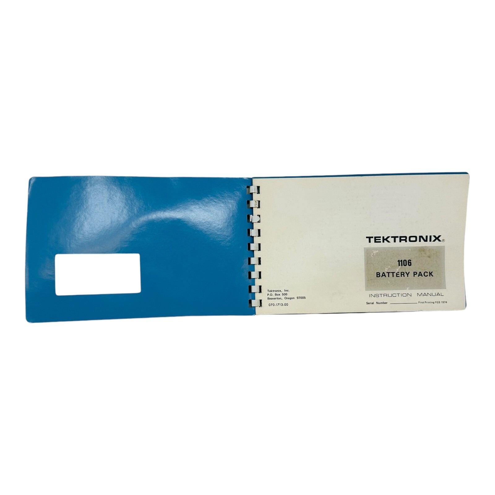 TEKTRONIX 1106 BATTERY PACK INSTRUCTION MANUAL