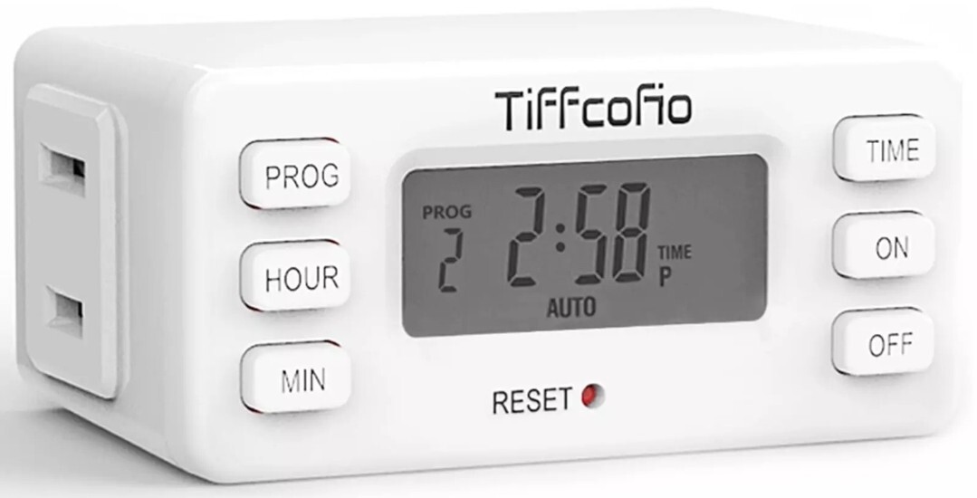 TiFFCOFiO Indoor 15A/1875W Digital Light Programmable Outlet Timer 2 Prong Plug