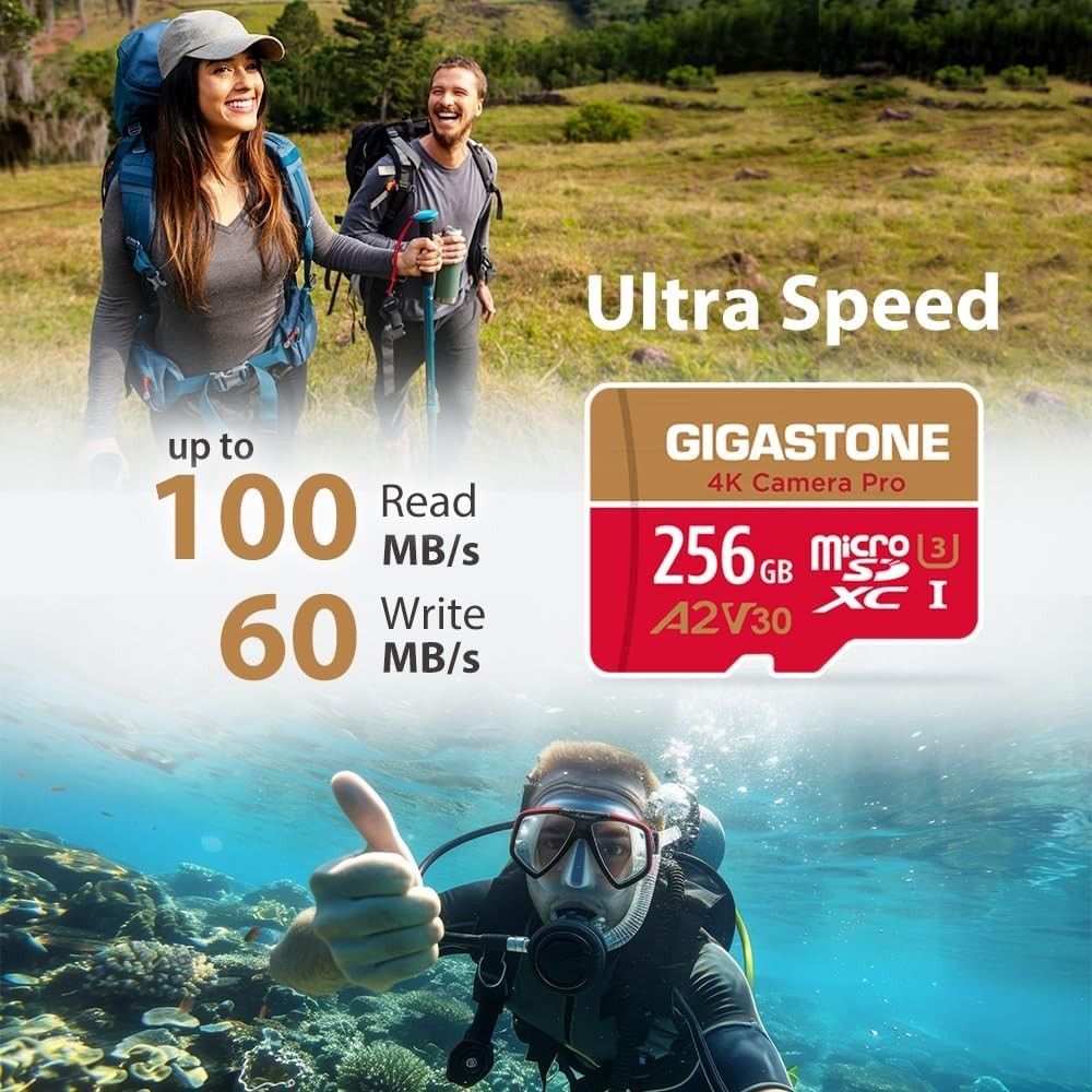 5- Data Recovery】 256GB Micro SD Card, 4K Camera Pro, A2 V30 for Smartphone, ...