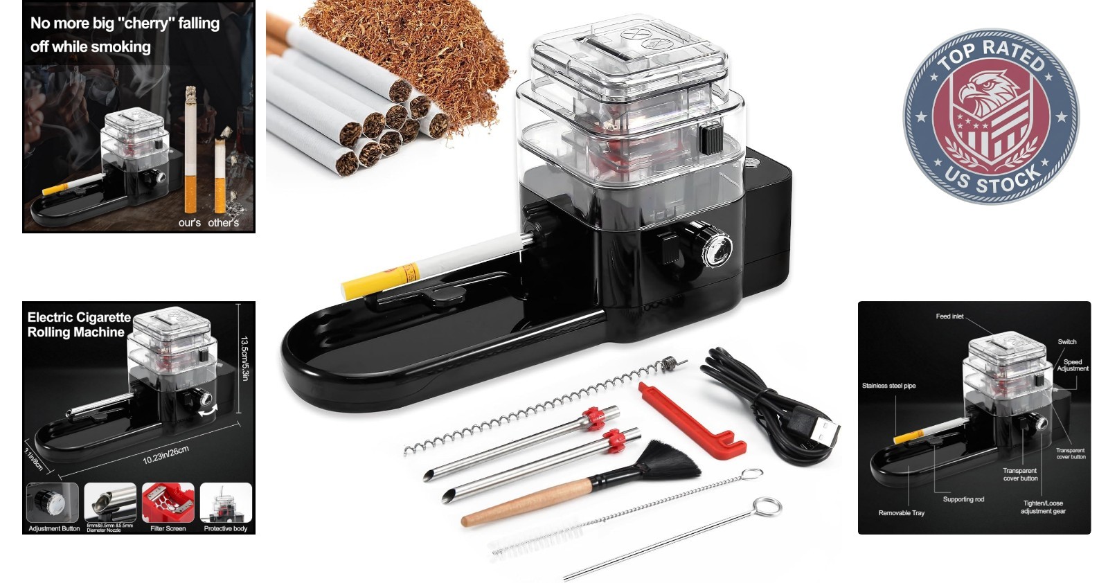 Multi-Size Electric Cigarette Rolling Machine - User-Friendly & Stylish Design