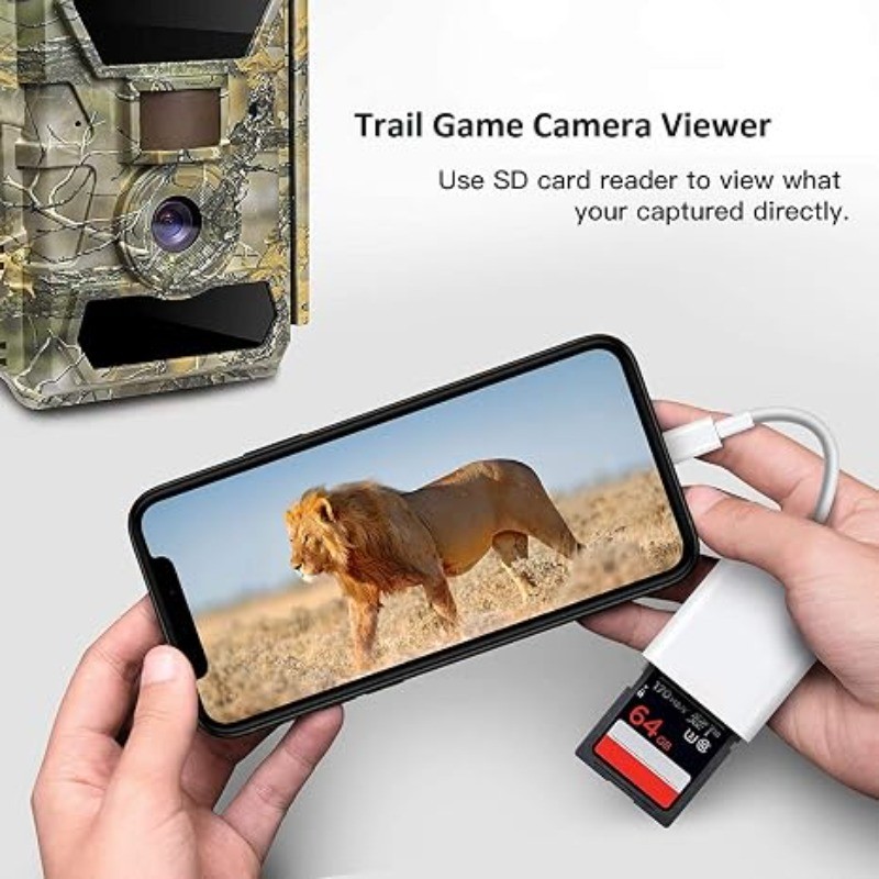 2-in-1 Lightning SD Micro SD Card Reader Adapter Plug and Play for iPhone iPad