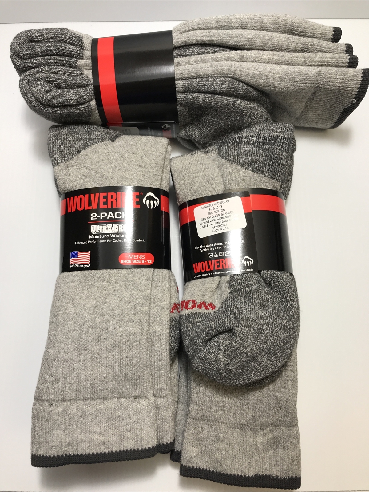 Wolverine All Season Mid-Calf Work Sock, Moisture Wicking, Large, 4 pair pack