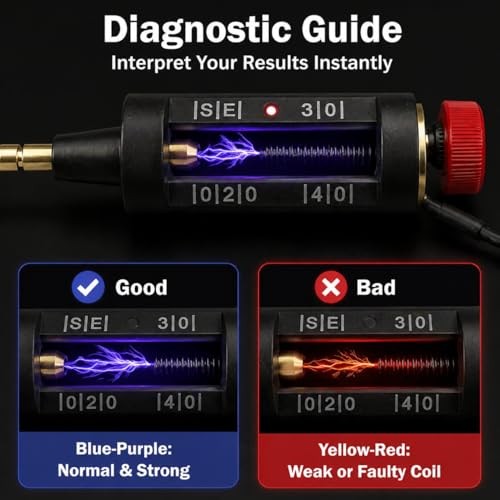 Spark Plug Tester, Adjustable Engine Ignition Detector, Portable Automotive
