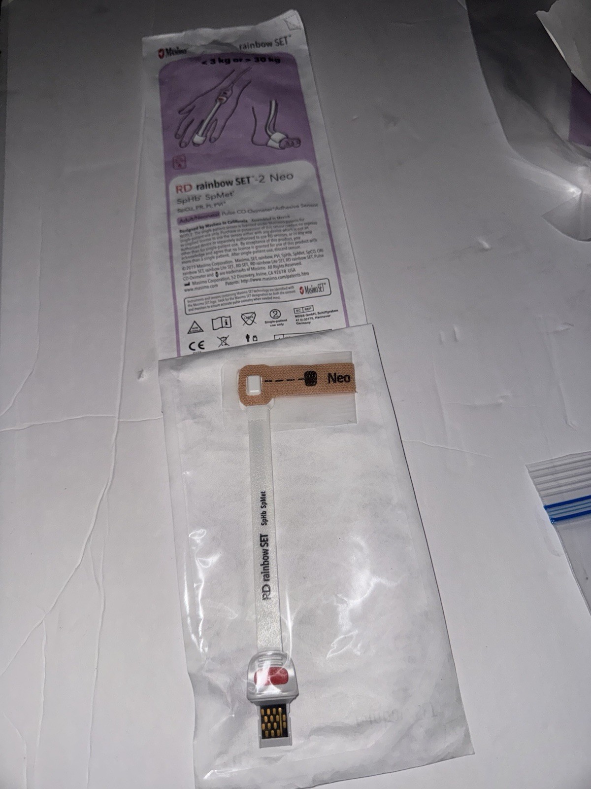 Masimo 4029 Adult/Neonatal PulseOx SpHb SpO2 Sensor, Lot of 10 Sensors Exp. 2024