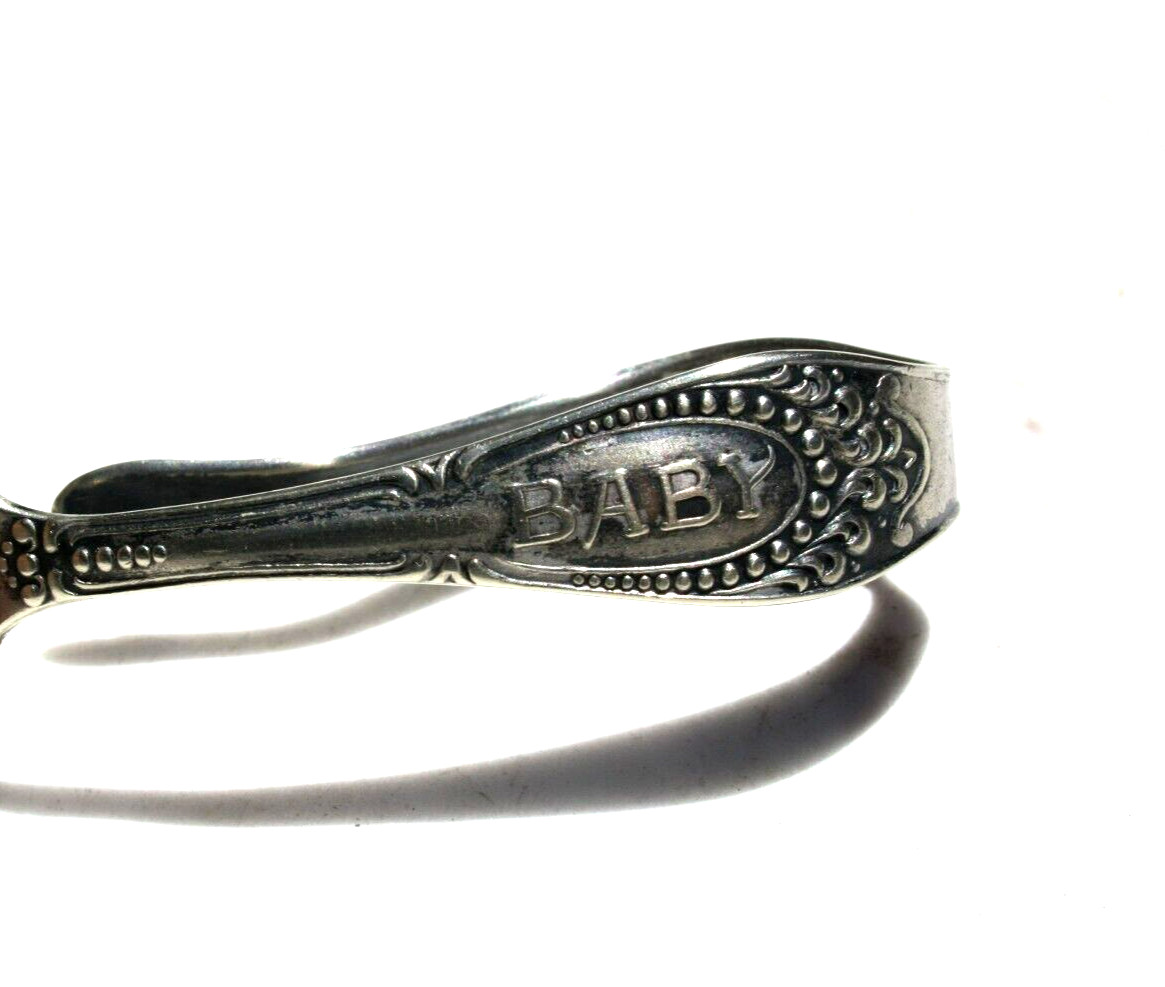 Antique Silver Plate BABY Handle LOOP BABY SPOON