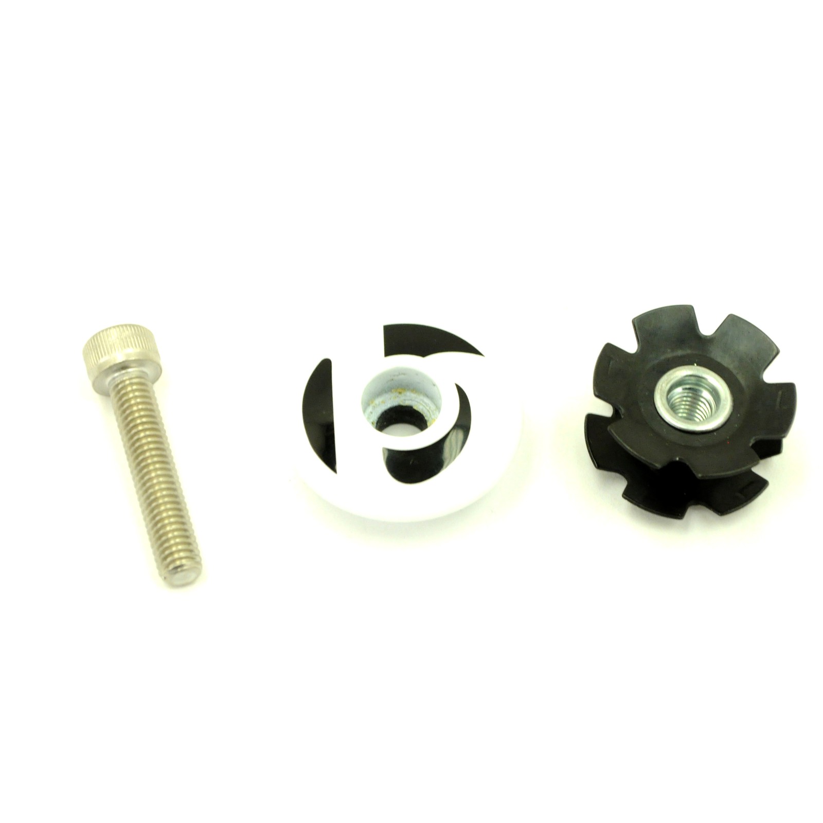 GWH Industries 1-1/8'' Headset Star Nut & Top Cap Assembly White