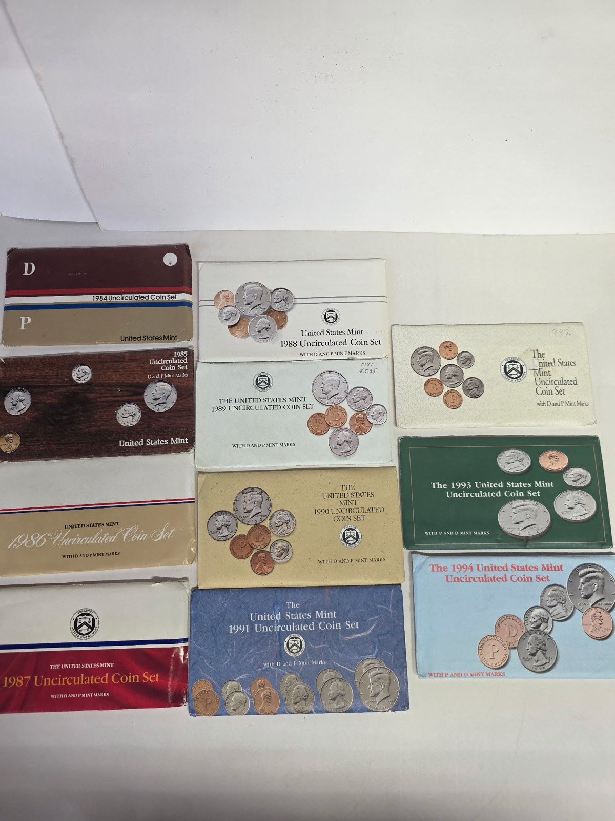 27 Sets Uncirculated United States Coin Sets 1965, 1968-1981 1984-1994