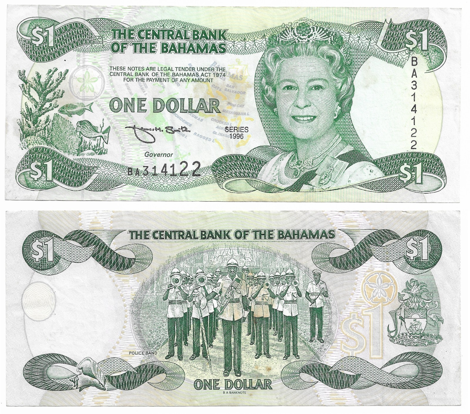 1996 $1 Bank of The Bahamas BA314122