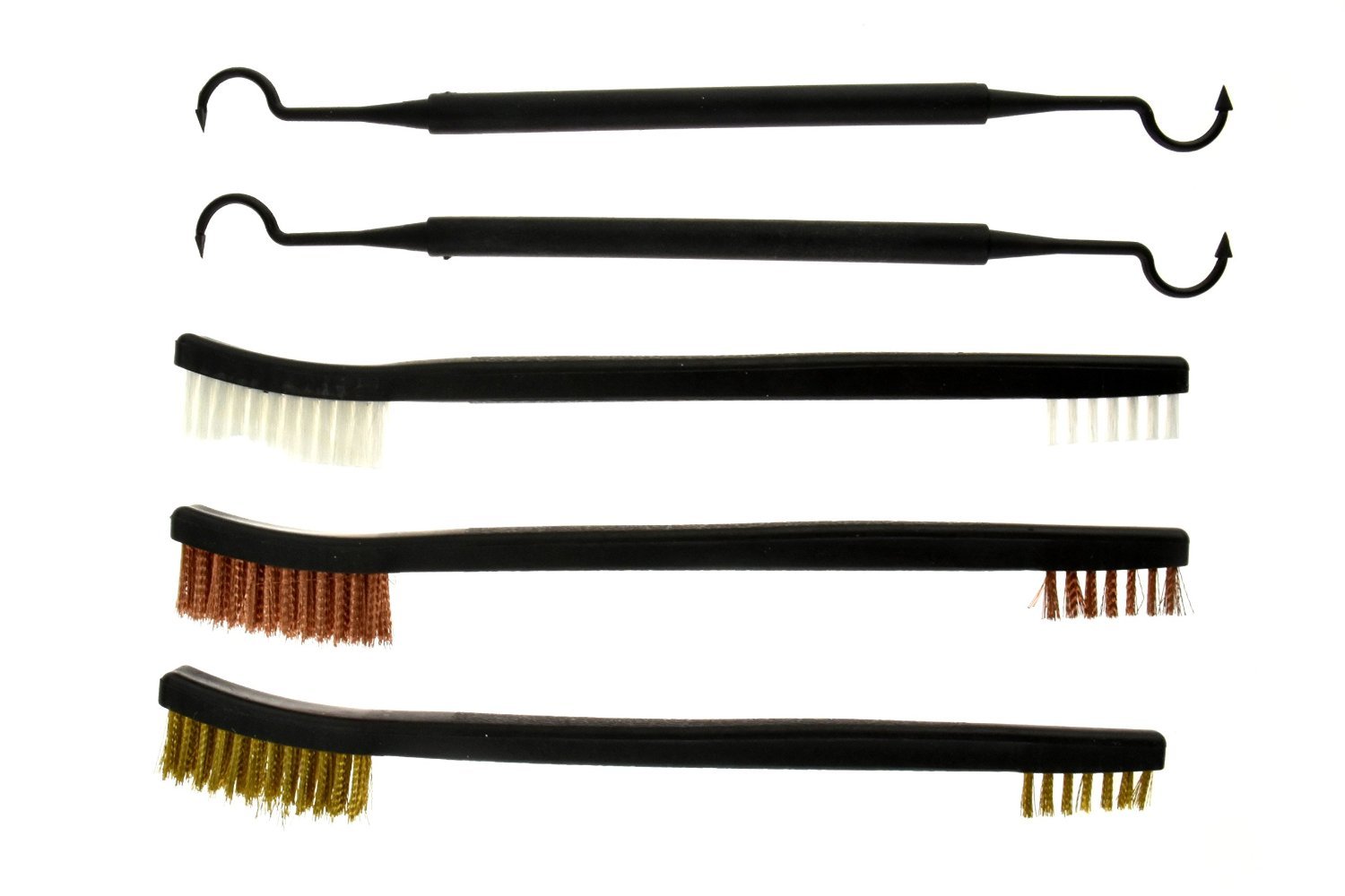 New 5pc Gun Rifle Pistol Cleaning Set 3 Brushes + 2 Double Ended Picks #7624BC-5