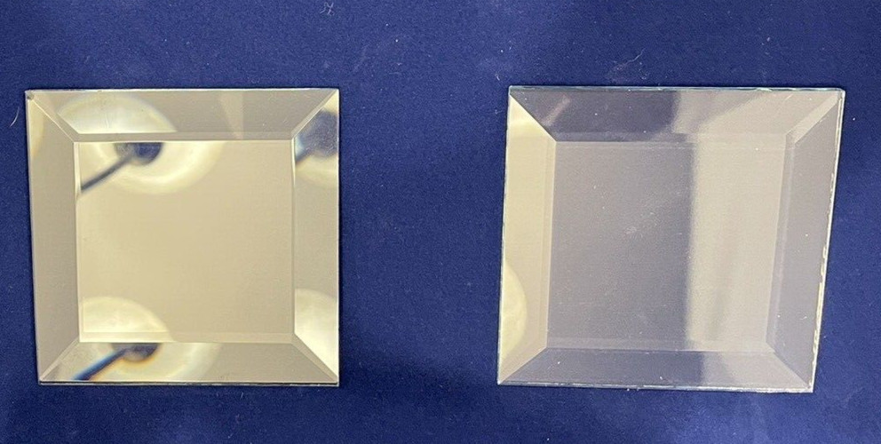 3x3 inch SQUARE Beveled Top Flat Back  Stained Glass Supplies Clear Lot Of 2