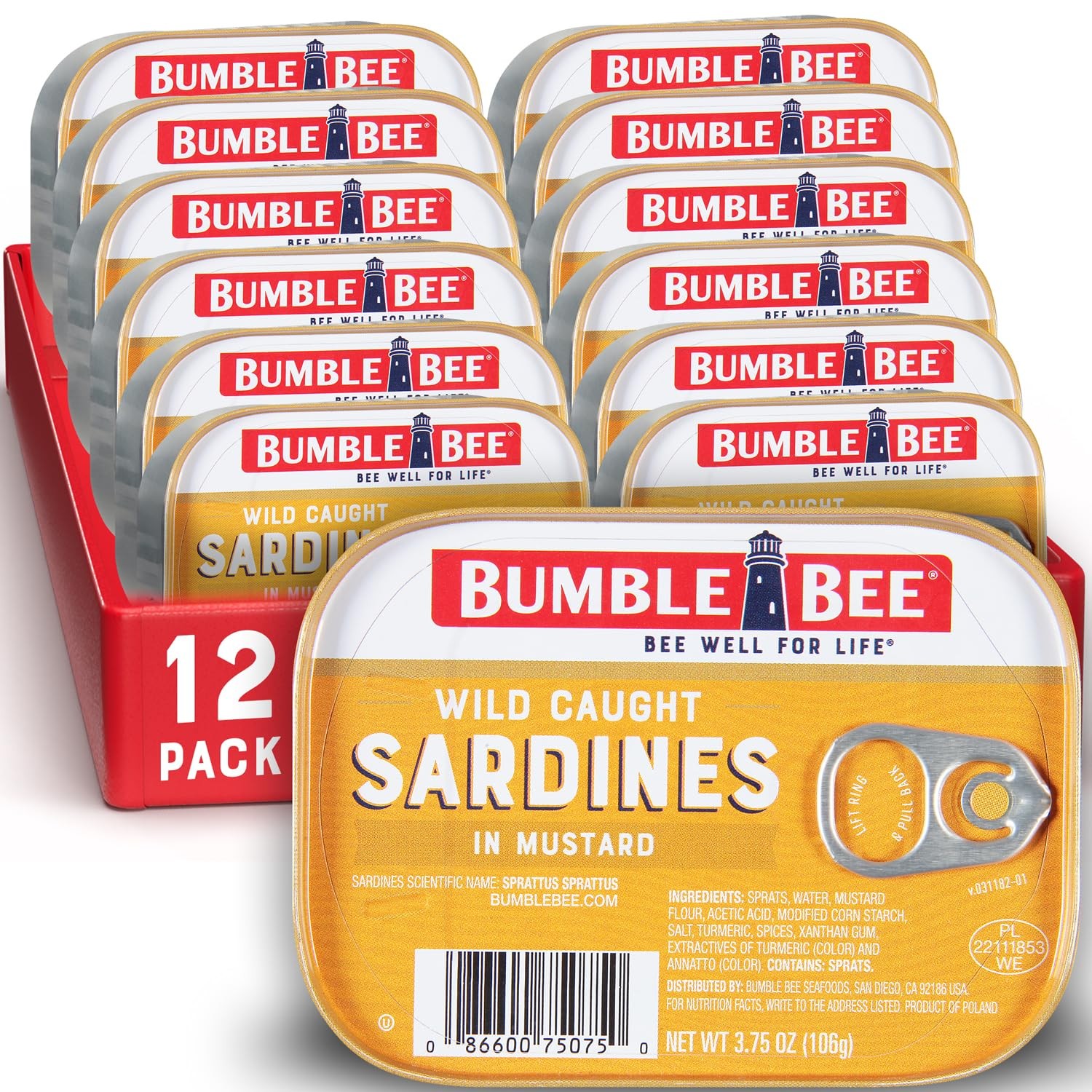 Wild Caught Sardines in Mustard Sauce, 12-Pack, Gluten Free, Keto Friendly
