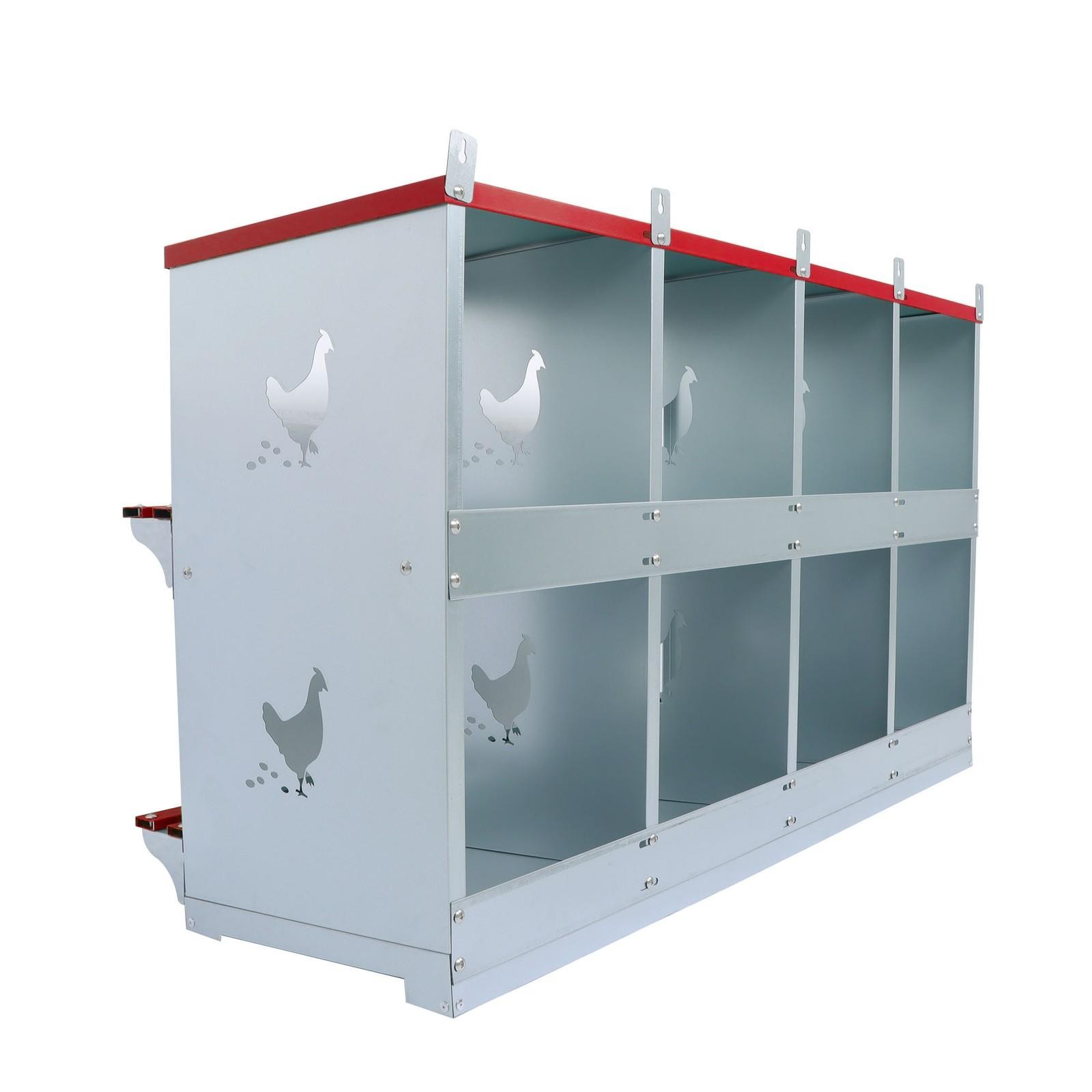 8-Compartment Metal Poultry Nest Box Wall Mount Easy Eggs Collection Large Vent